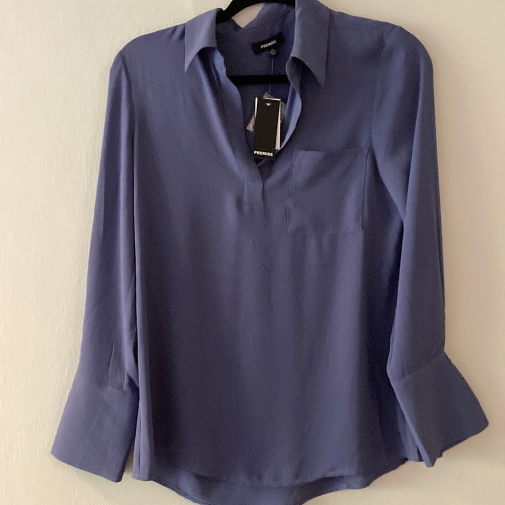 NWT PREMISE Vintage Indigo Classy /Causal Pullover Shirt. XS